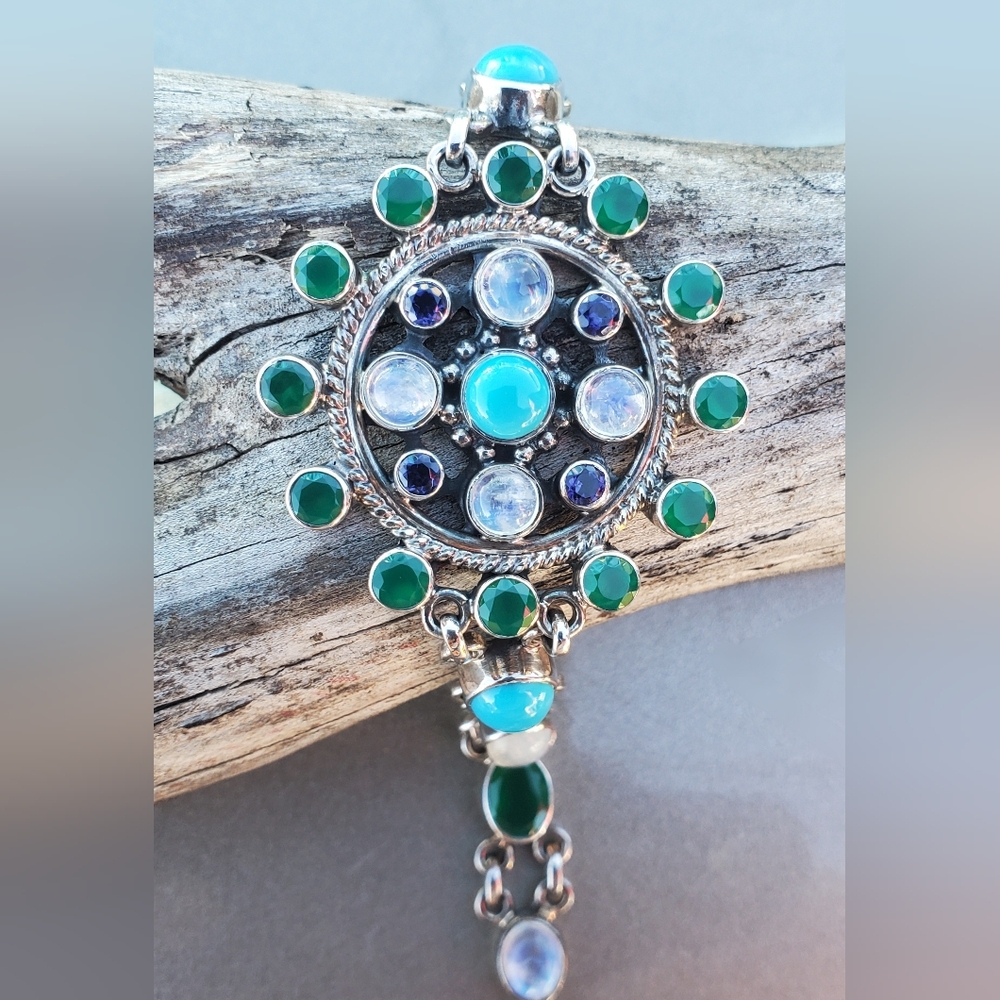 Nicky Butler 925 Sterling Silver Green Chalcedony Turquoise Designer Bracelet 🩵
